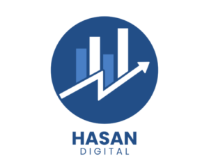 white and blue modern digital marketing logo